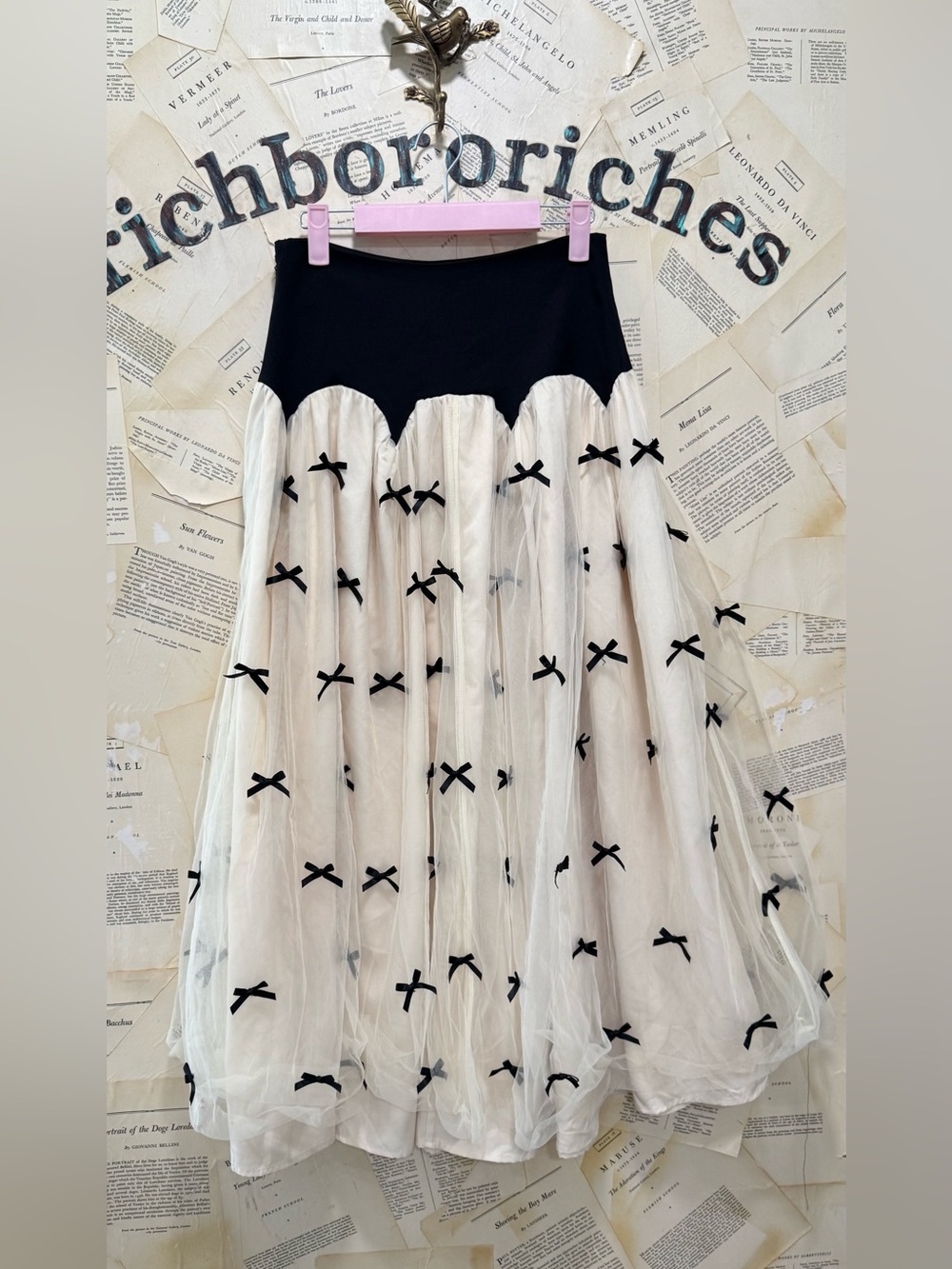 Anthropologie Fully Dressed Monika Bow Midi Maxi Skirt Zip Tulle Ivory - Picture 7 of 7